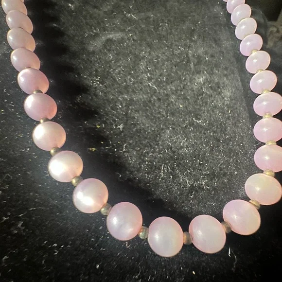 vintage moon glow Lavender Beaded Necklace - Picture 3 of 6